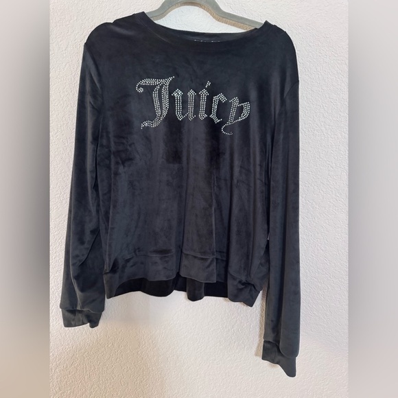 Juicy Couture Tops - Juicy Couture Women’s Black Velour Crewneck Sleep/Lounge Wear Sweatshirt XL NWT